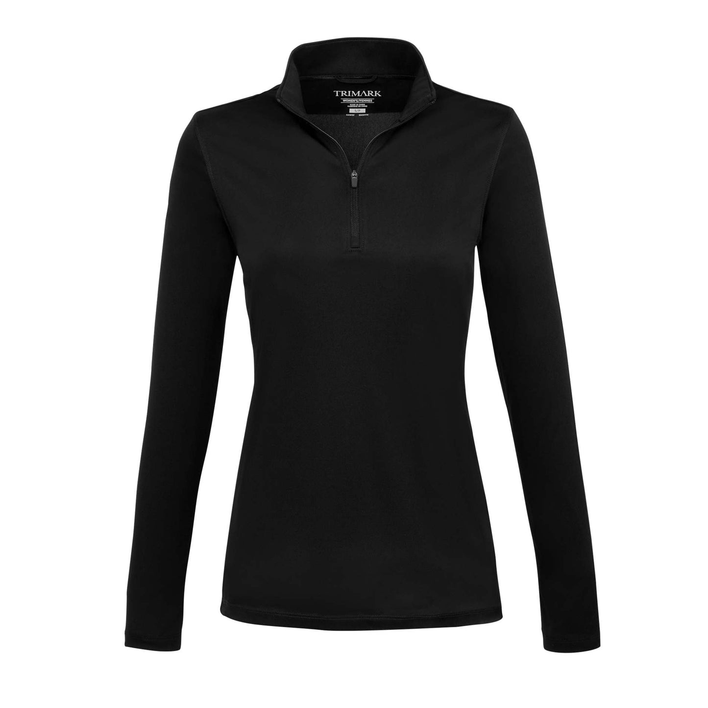 Front View of Black DARA Knit Quarter Zip - Women's plain