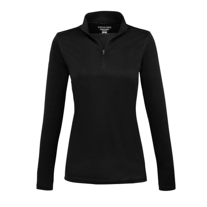 Front View of Black DARA Knit Quarter Zip - Women's plain