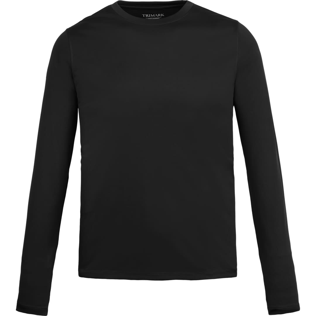 Front View of Black DARA LS Tech Tee - Men's plain