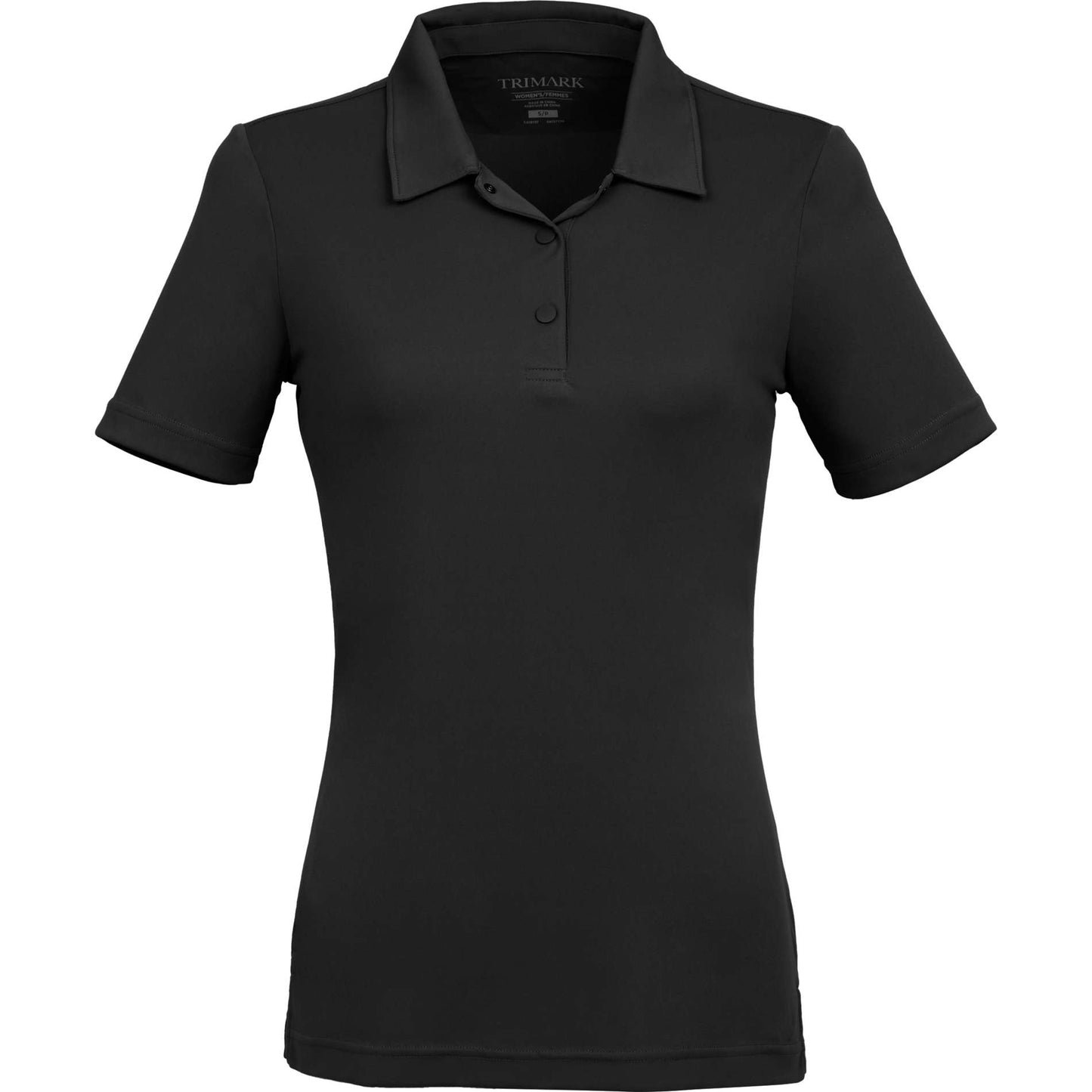 Front View of Black DARA SS Polo - Women's plain