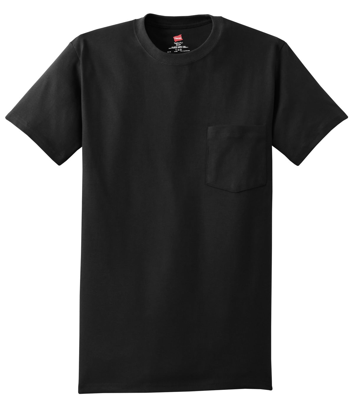 SanMar front-view-of-black-hanes-authentic-100-cotton-t-shirt-with-pocket-5590.jpg?v=1757095645