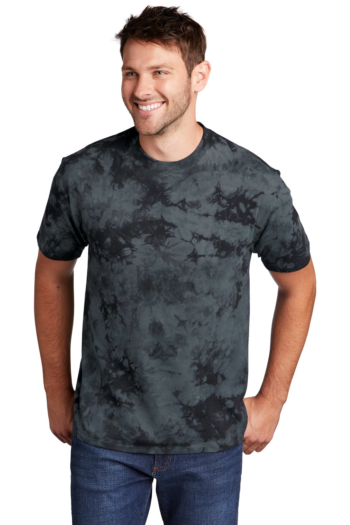 Front View of Black Port & Company Crystal Tie-Dye Tee PC145