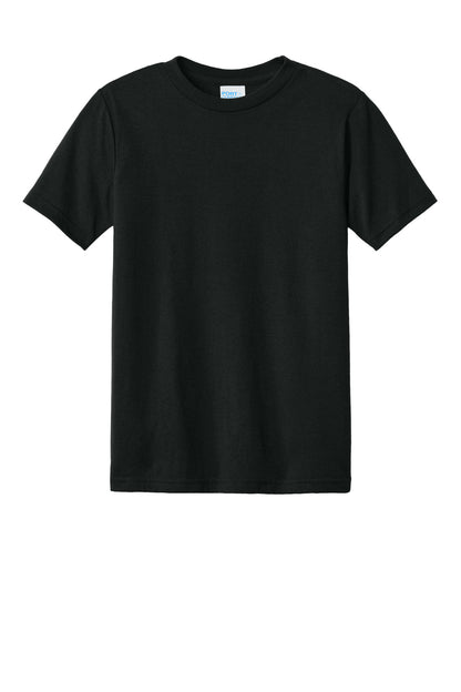 Front View of Black Port & Company Youth CVC Tee PC340Y