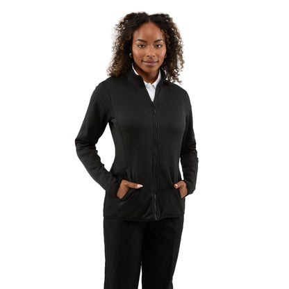 Front View of Black TELICA Brush Back Fleece Jacket - Women's plain
