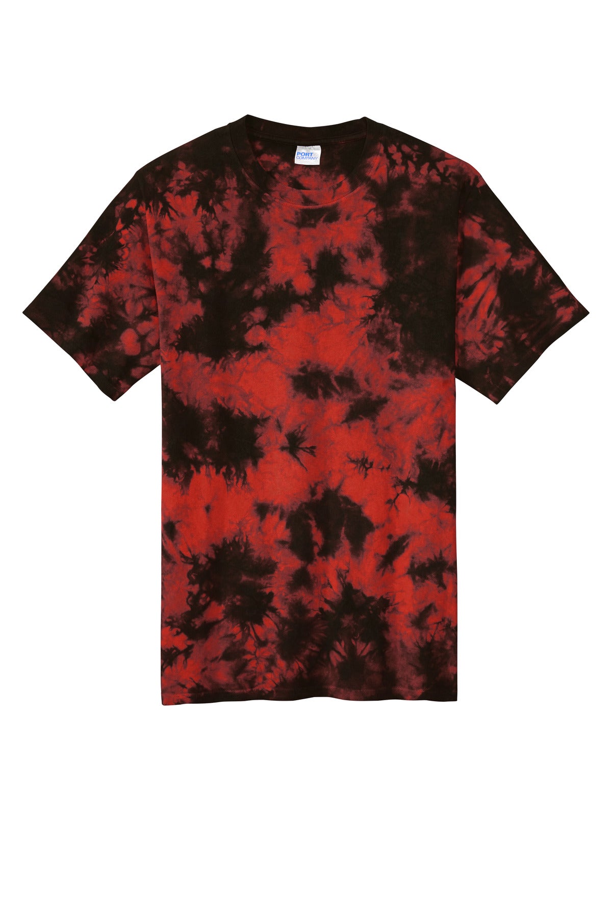 Front View of Black/Red Port & Company Crystal Tie-Dye Tee PC145