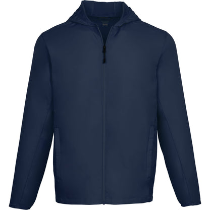 Front View of Blue ANETO Lightweight Packable Jacket - Men's plain