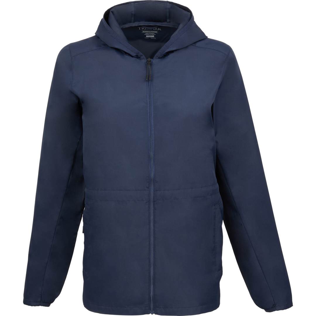 Front View of Blue ANETO Lightweight Packable Jacket - Women's plain
