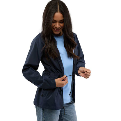Front View of Blue ANETO Lightweight Packable Jacket - Women's plain