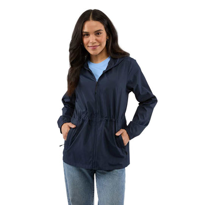 Front View of Blue ANETO Lightweight Packable Jacket - Women's plain