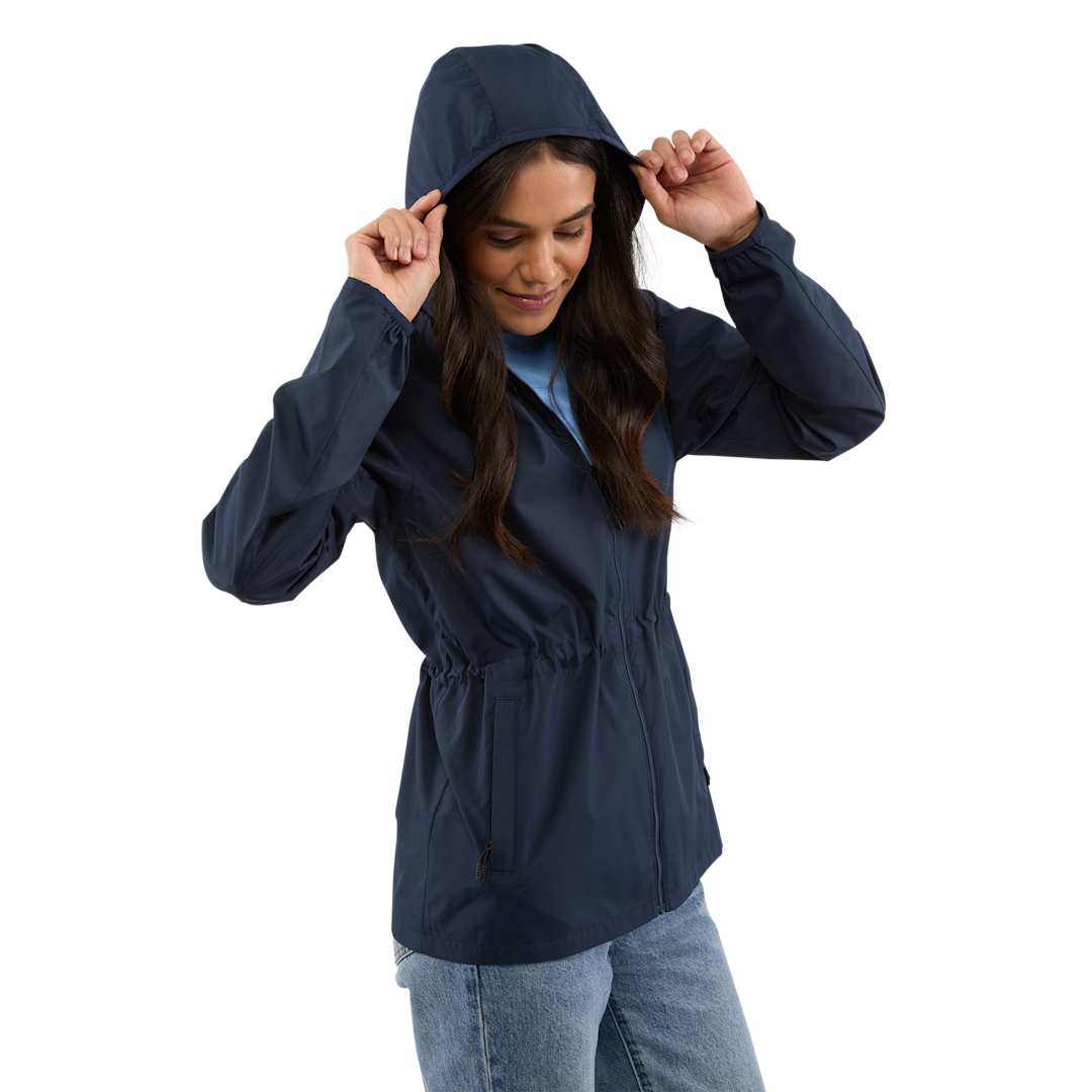 Front View of Blue ANETO Lightweight Packable Jacket - Women's plain
