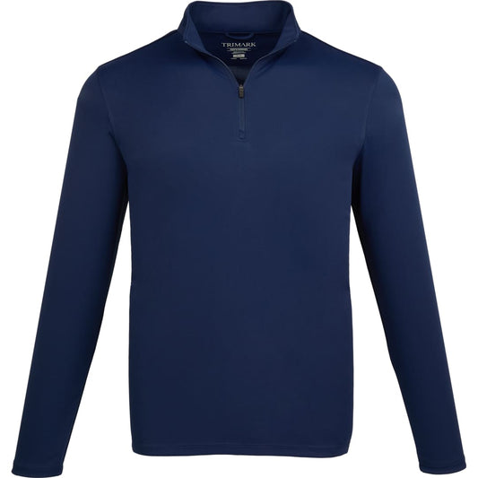 Front View of Blue DARA Knit Quarter Zip - Men's plain
