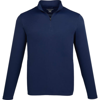 Front View of Blue DARA Knit Quarter Zip - Men's plain