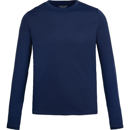 Front View of Blue DARA LS Tech Tee - Men's plain