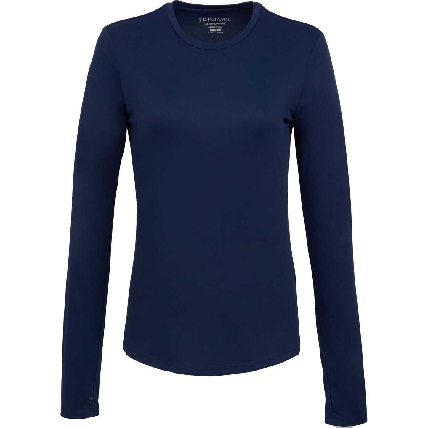 Front View of Blue DARA LS Tech Tee - Women's plain