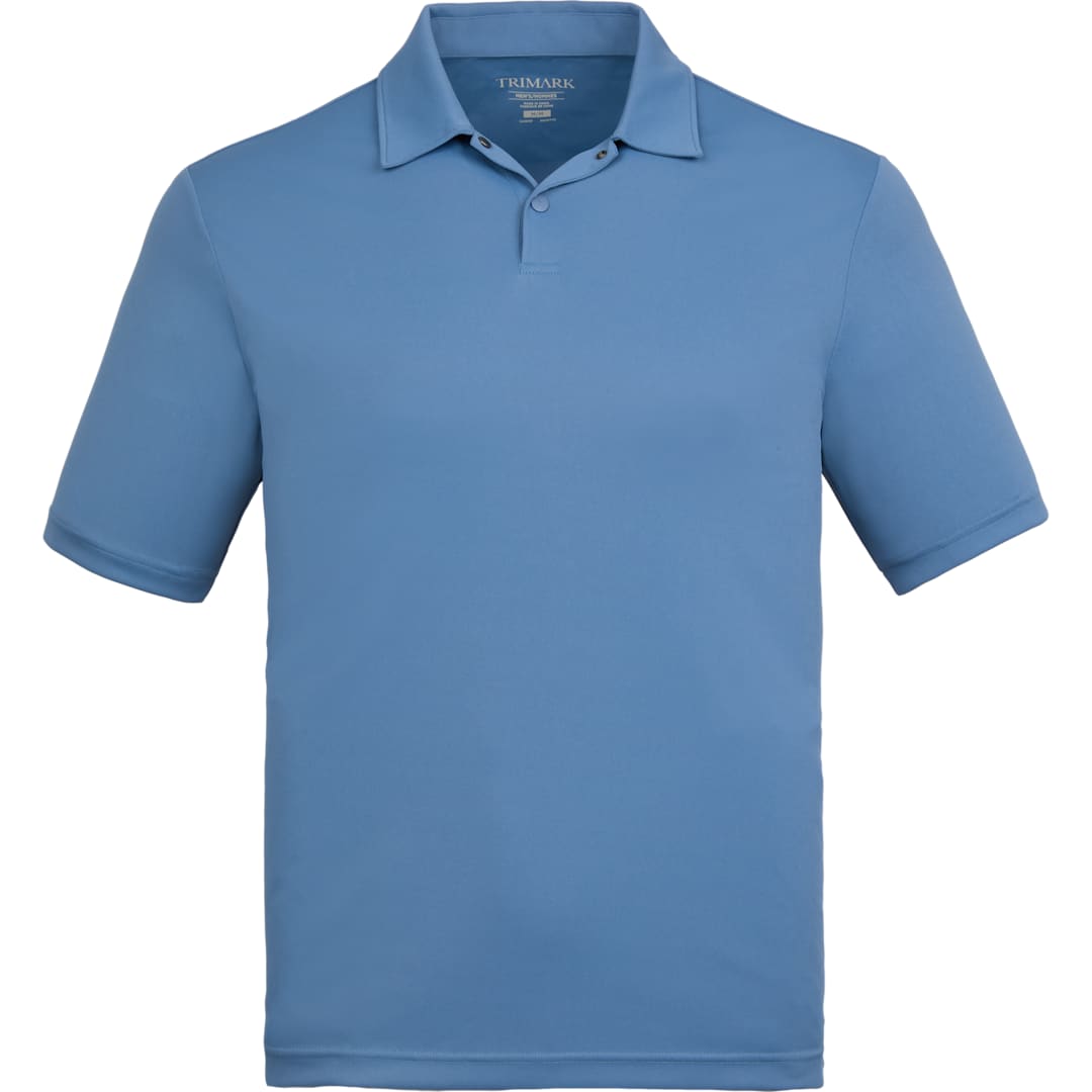 Front View of Blue DARA SS Polo - Men's plain