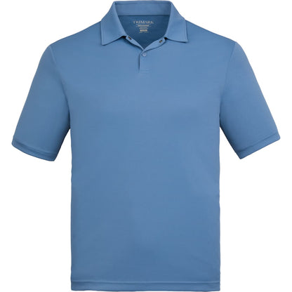 Front View of Blue DARA SS Polo - Men's plain