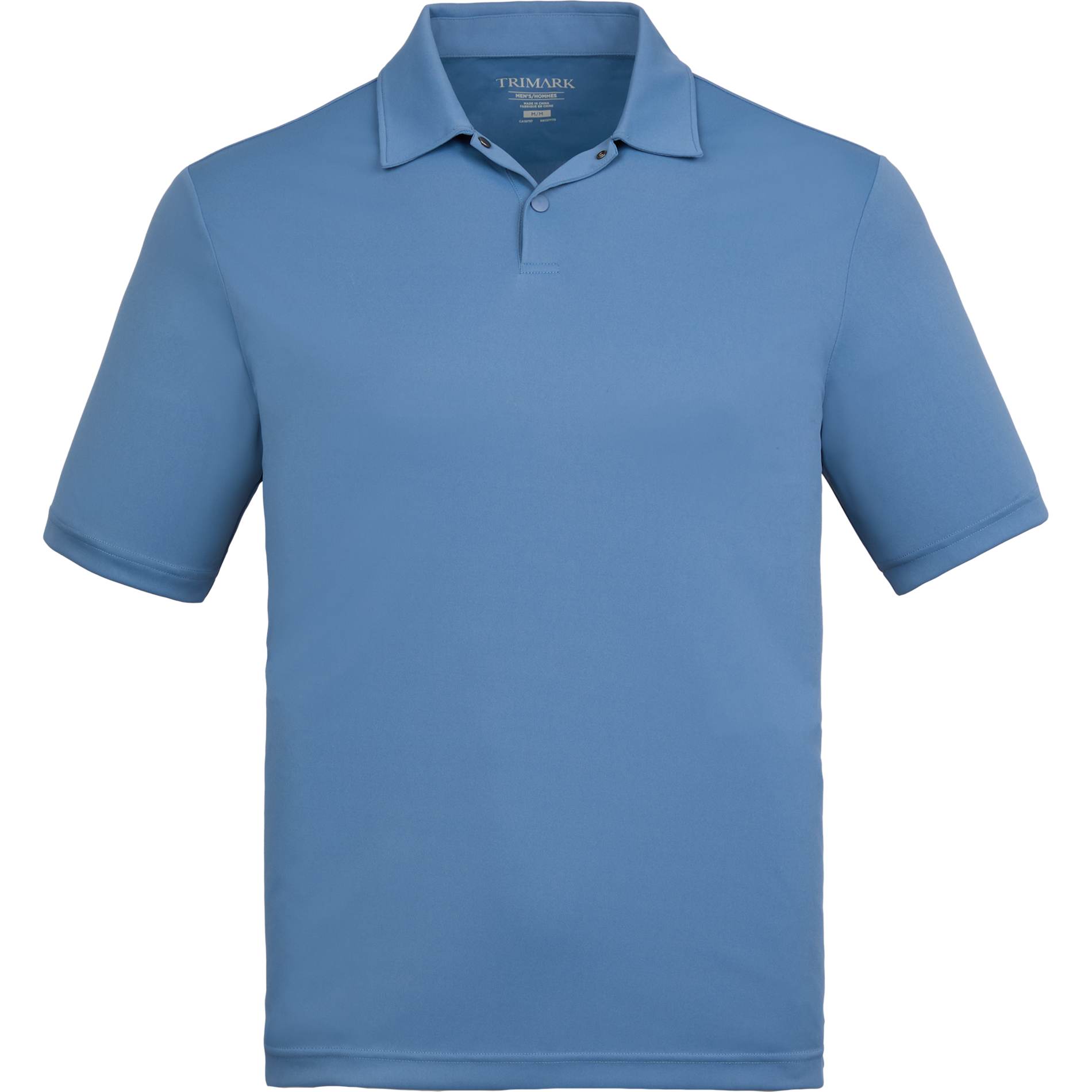 Front View of Blue DARA SS Polo - Men's plain