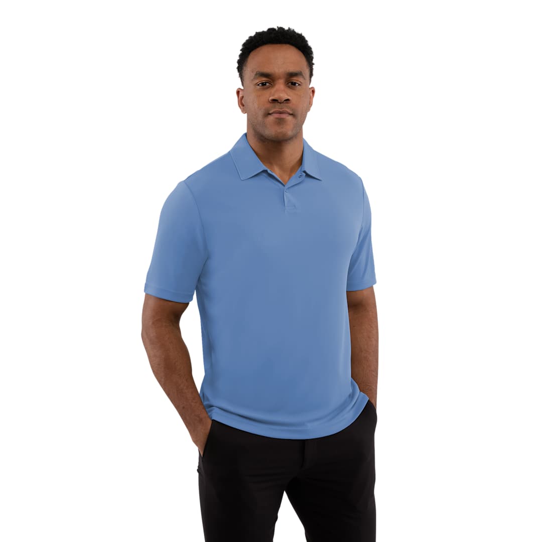 Front View of Blue DARA SS Polo - Men's plain