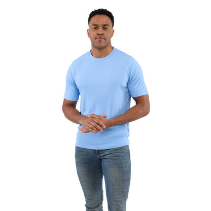 Front View of Blue DARA SS Tech Tee - Men's plain
