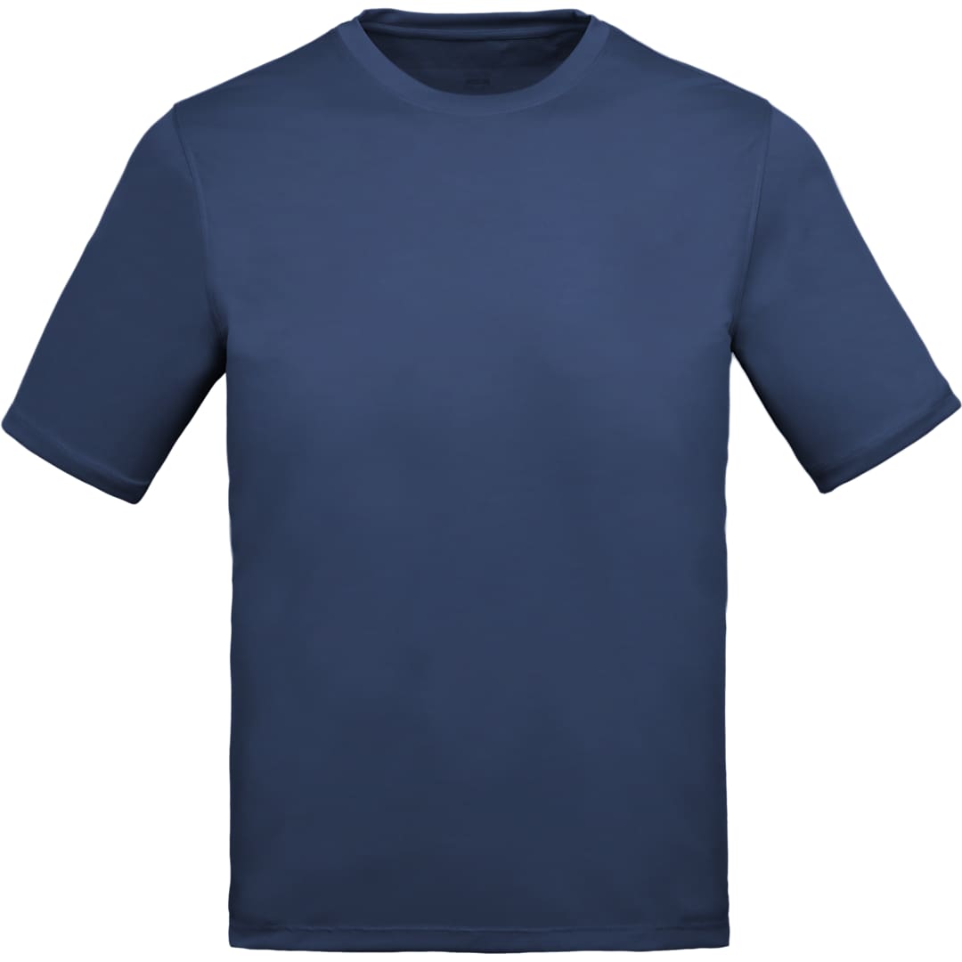 Front View of Blue DARA SS Tech Tee - Men's plain