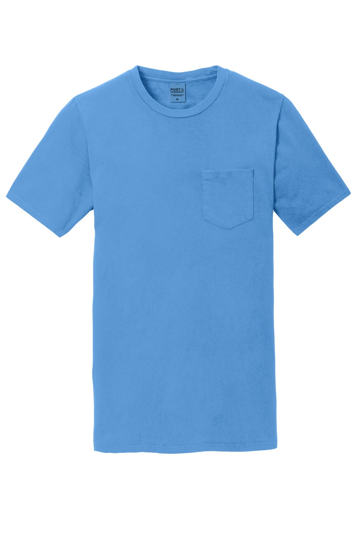 Front View of Blue Moon Port & Company Beach Wash Garment-Dyed Pocket Tee. PC099P