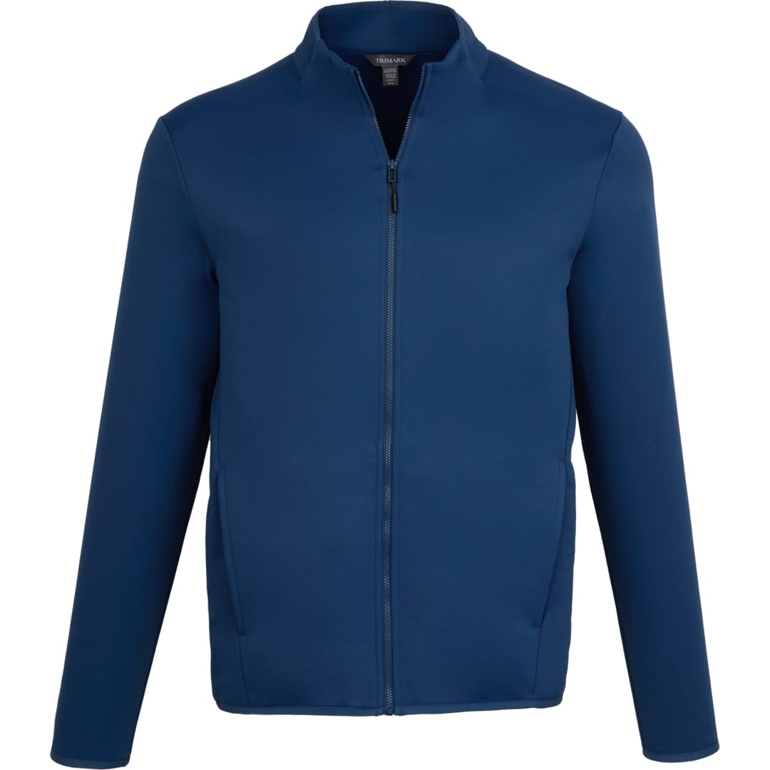 Front View of Blue TELICA Brush Back Fleece Jacket - Men's plain