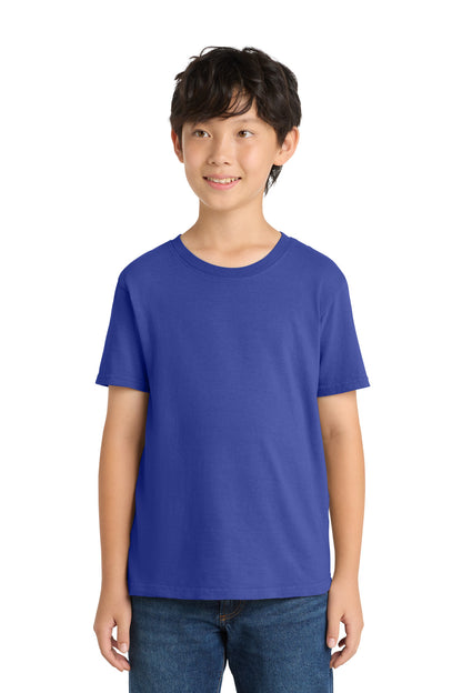 Front View of BlueIris Port & Company Youth Beach Wash Garment-Dyed Tee. PC099Y
