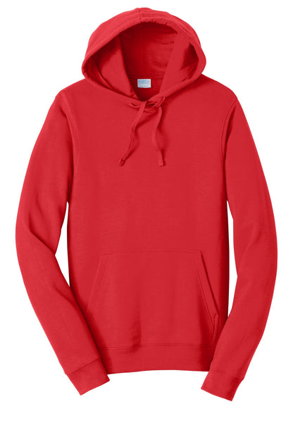 Front View of Bright Red Port & Company Fan Favorite Fleece Pullover Hooded Sweatshirt. PC850H