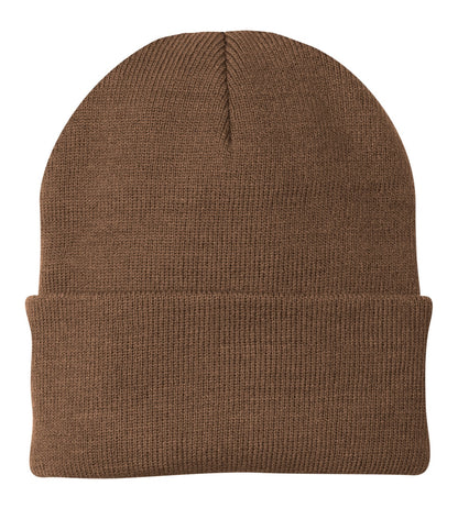 Front View of Brown Port & Company Knit Cap. CP90