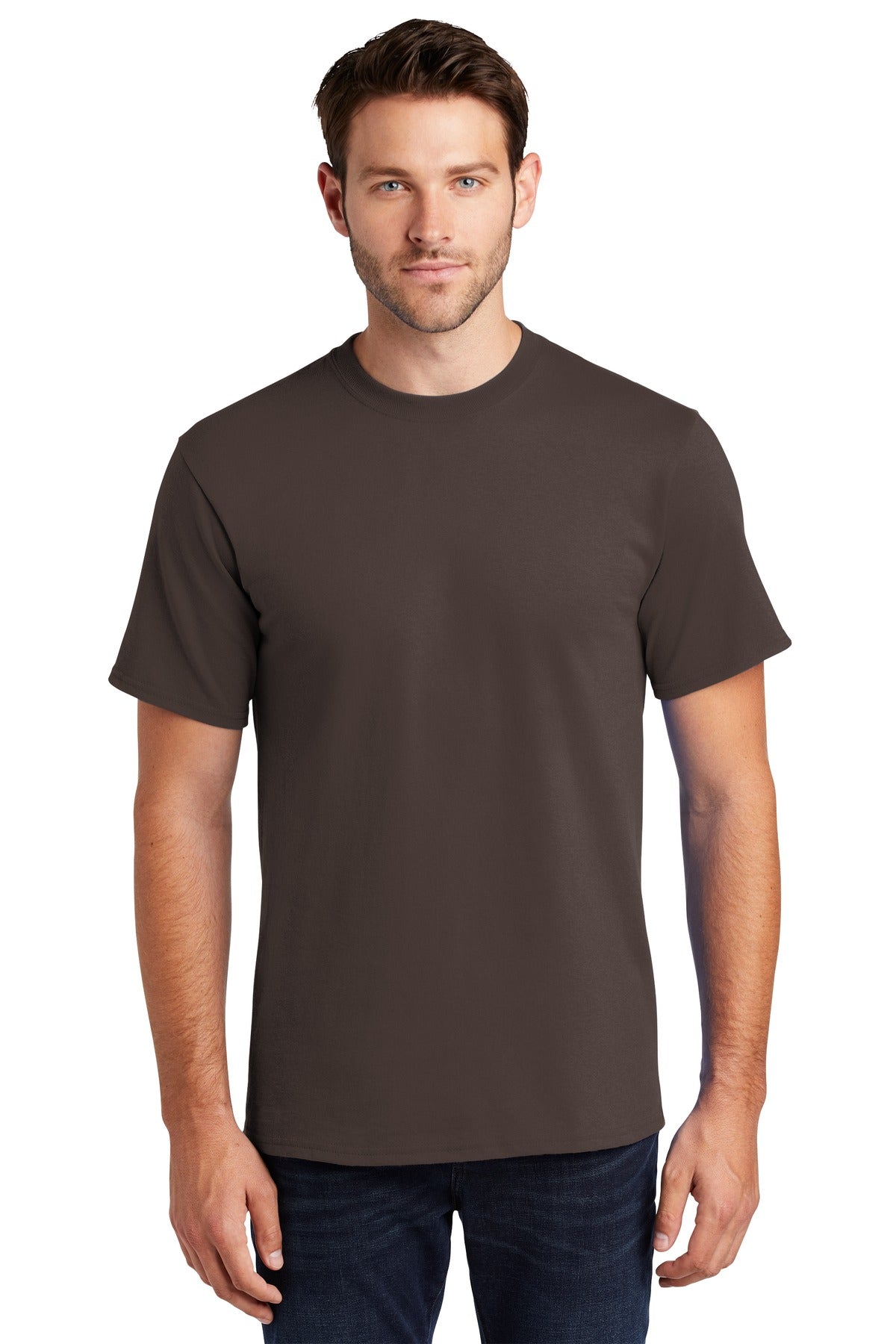 Front View of Brown Port & Company Tall Essential Tee. PC61T