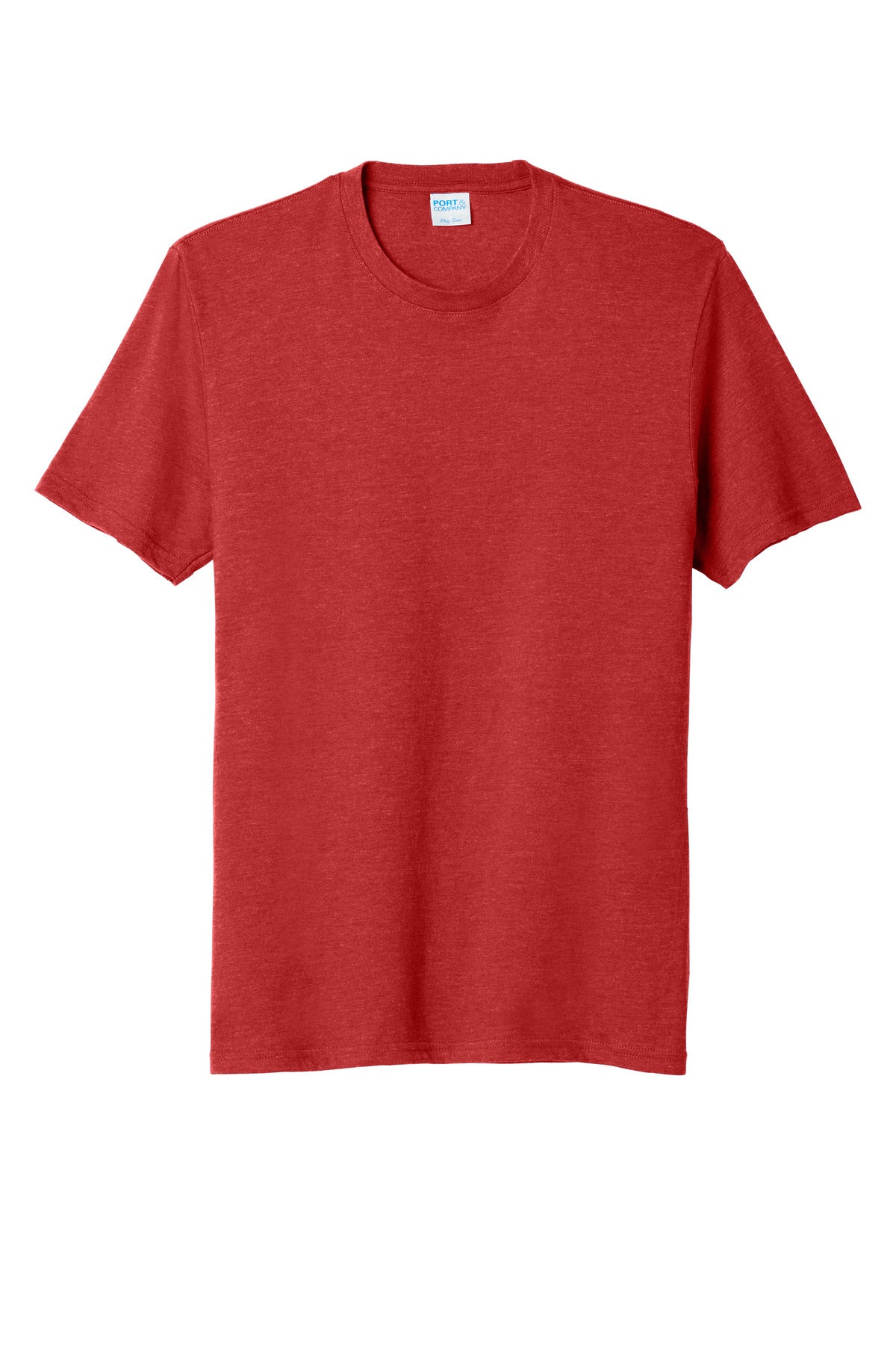 Front View of Brt Red Hthr Port & Company Fan Favorite Blend Tee. PC455