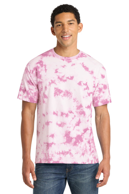 Front View of BrtPink Port & Company Crystal Tie-Dye Tee PC145