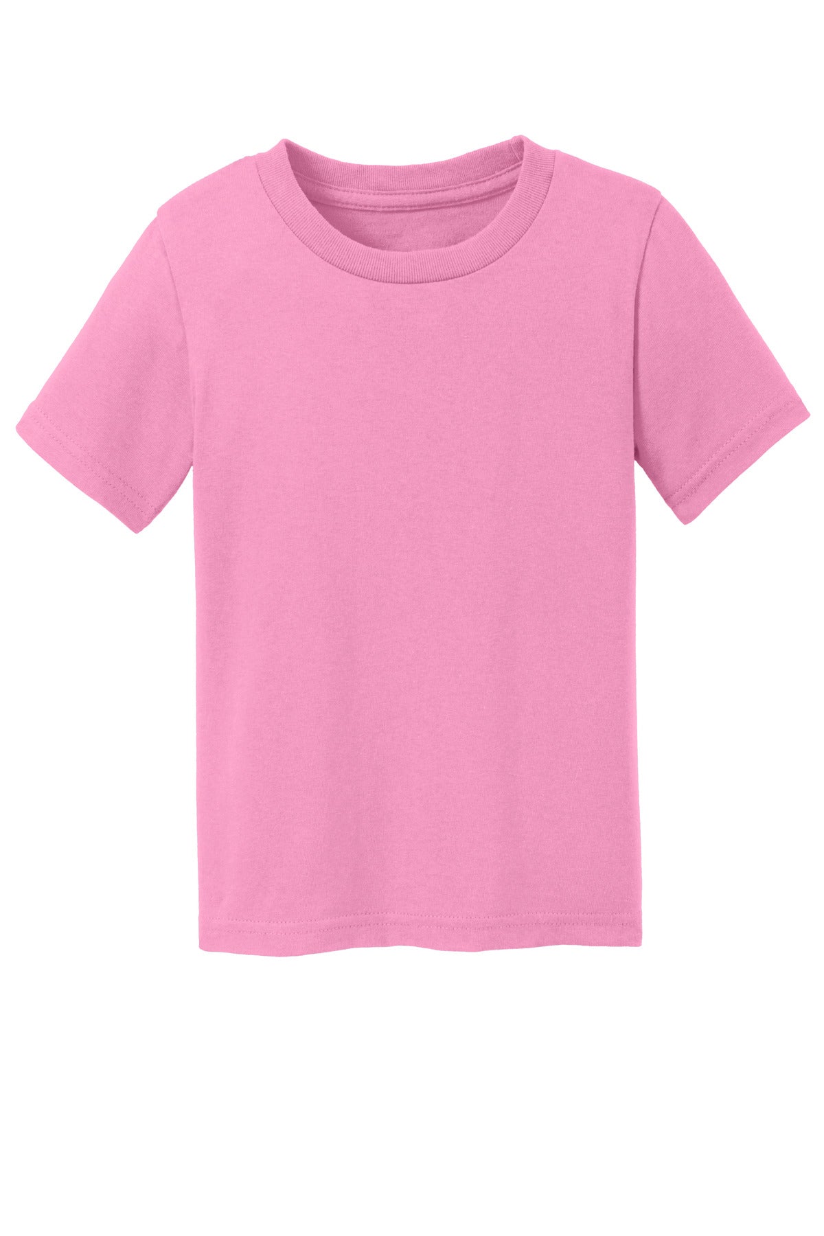 Front View of Candy Pink Port & Company Toddler Core Cotton Tee. CAR54T