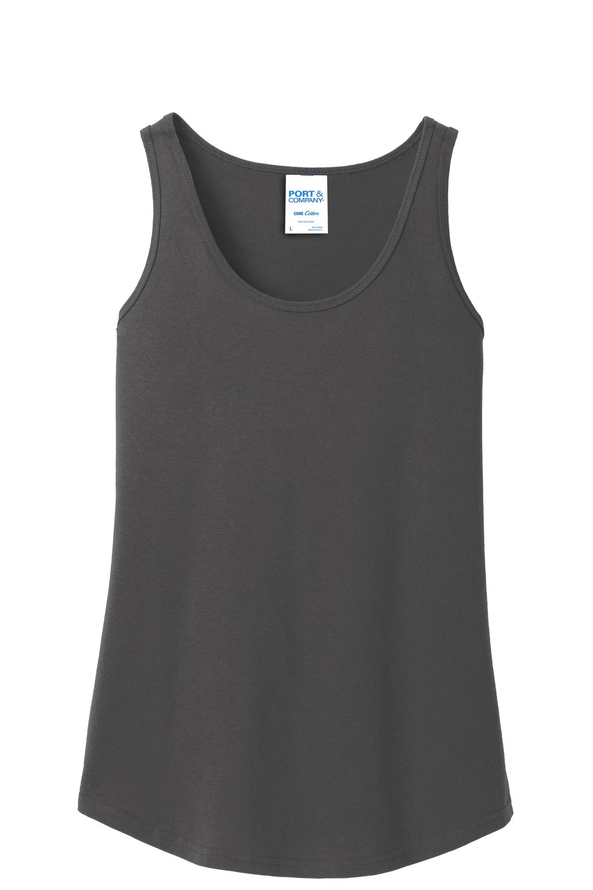 Front View of Charcoal Port & Company Women's Core Cotton Tank Top. LPC54TT