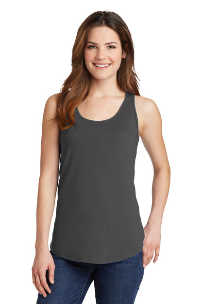 Front View of Charcoal Port & Company Women's Core Cotton Tank Top. LPC54TT