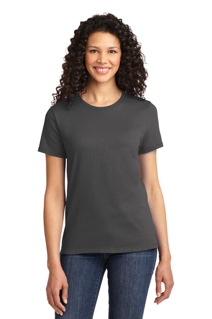 Front View of Charcoal Port & Company Women's Essential Tee. LPC61