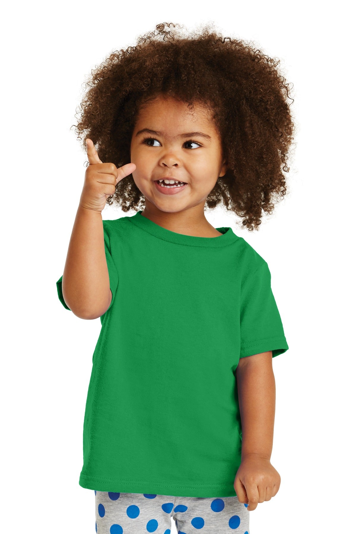 Front View of Clover Green Port & Company Toddler Core Cotton Tee. CAR54T