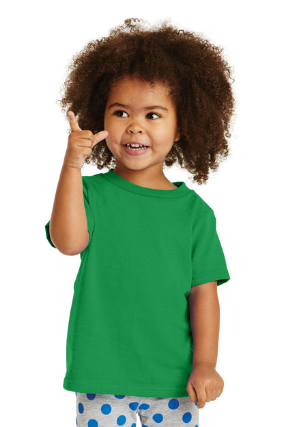 Front View of Clover Green Port & Company Toddler Core Cotton Tee. CAR54T