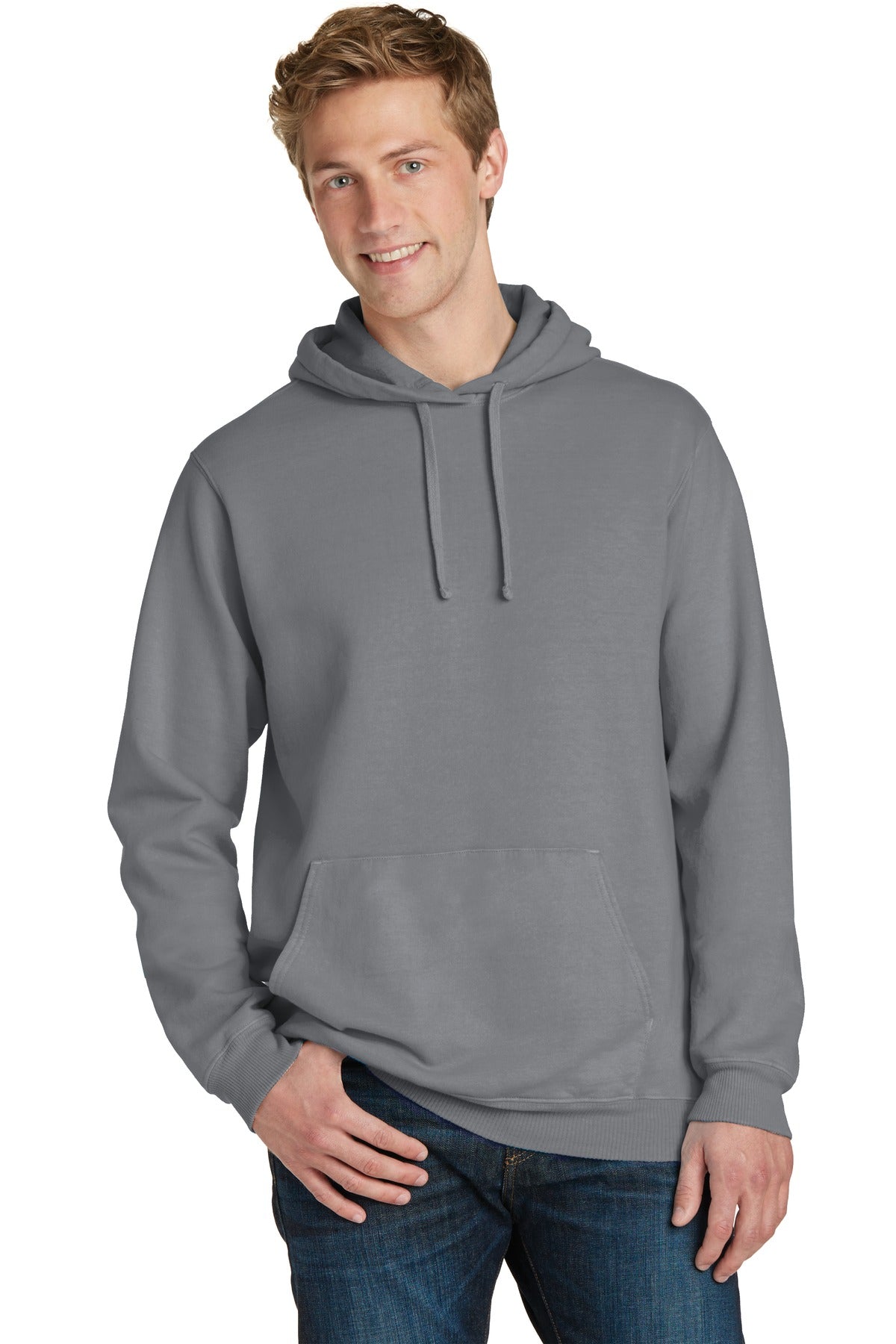 Front View of Coal Port & Company Beach Wash Garment-Dyed Pullover Hooded Sweatshirt. PC098H
