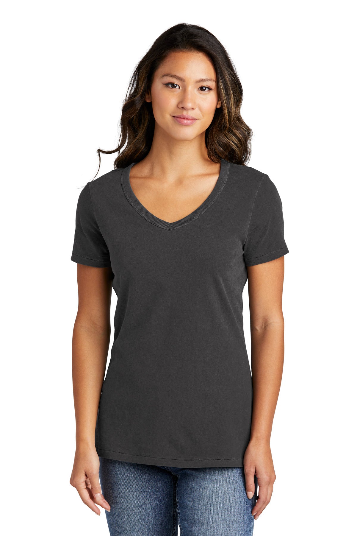 Front View of Coal Port & Company Women's Beach Wash Garment-Dyed V-Neck Tee LPC099V