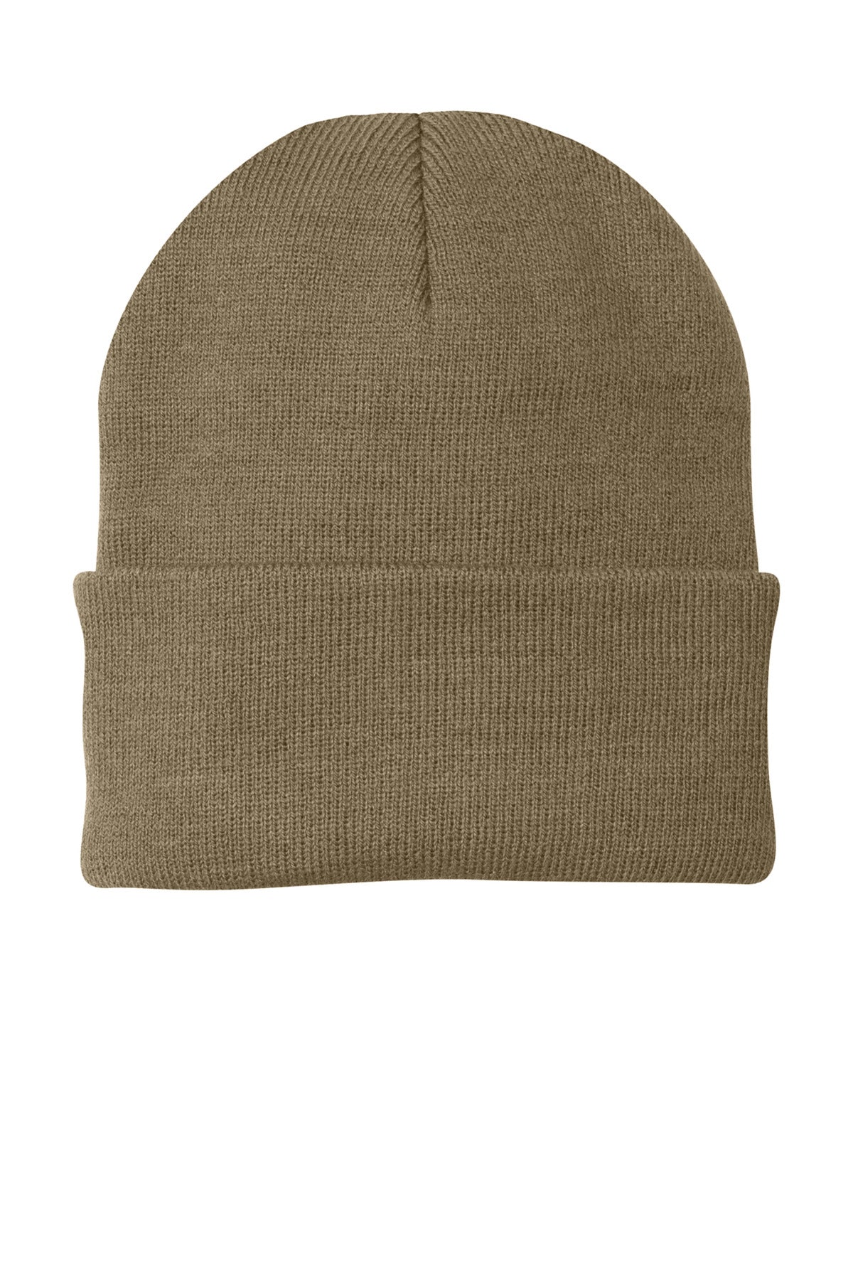 Front View of CoyoteBrn Port & Company Knit Cap. CP90