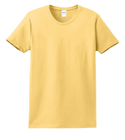 Front View of Daffodil Yelow Port & Company Women's Essential Tee. LPC61