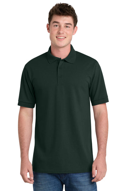 Front View of Dark Green Port & Company Tall Core Blend Jersey Knit Polo. KP55T