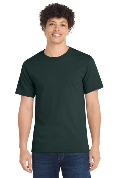 Front View of Dark Green Port & Company Tall Essential Tee. PC61T