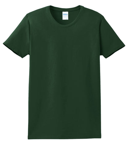 Front View of Dark Green Port & Company Women's Essential Tee. LPC61