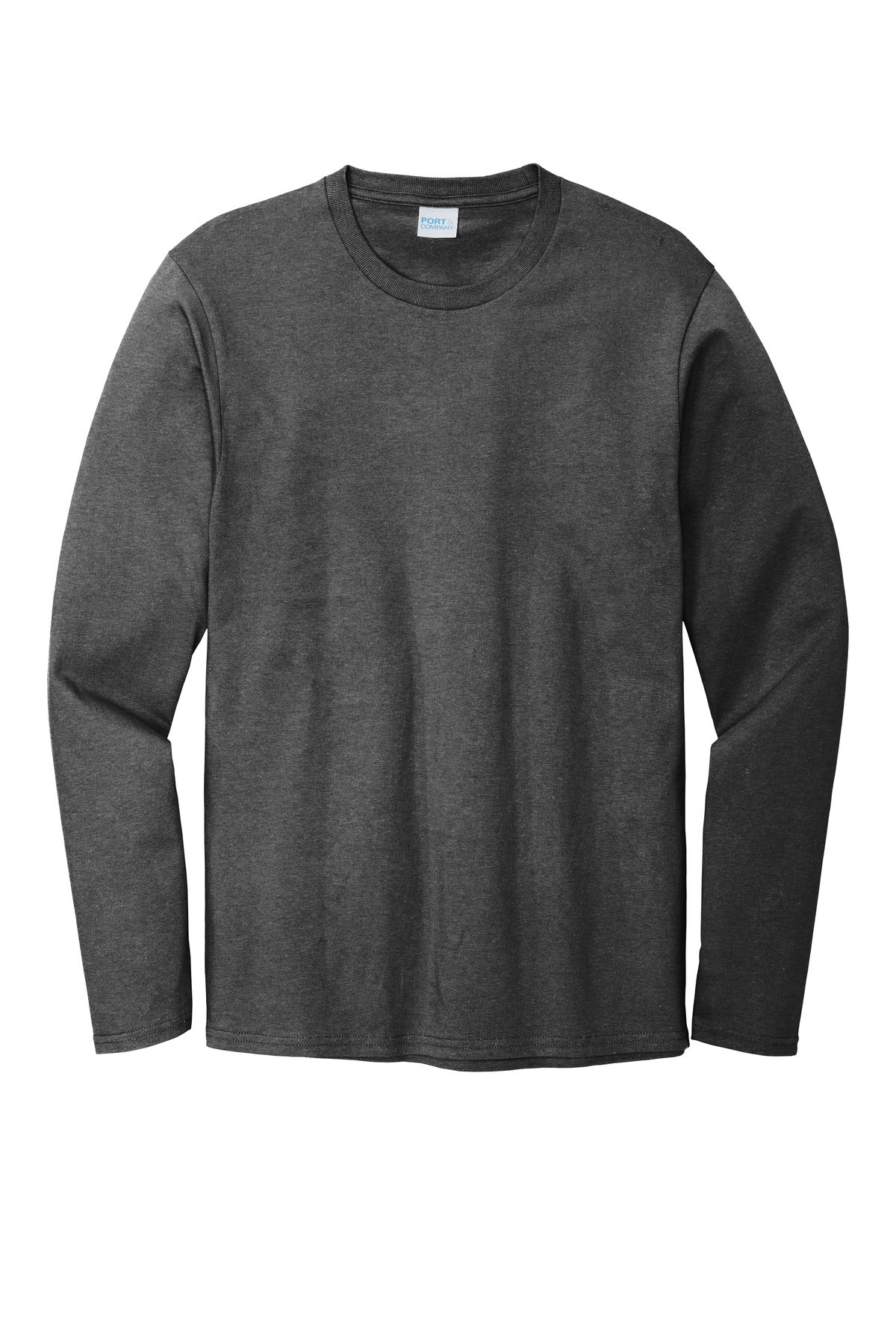 Front View of Dark Hthr Grey Port & Company Long Sleeve Bouncer Tee PC600LS