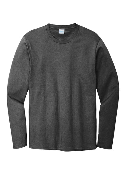 Front View of Dark Hthr Grey Port & Company Long Sleeve Bouncer Tee PC600LS