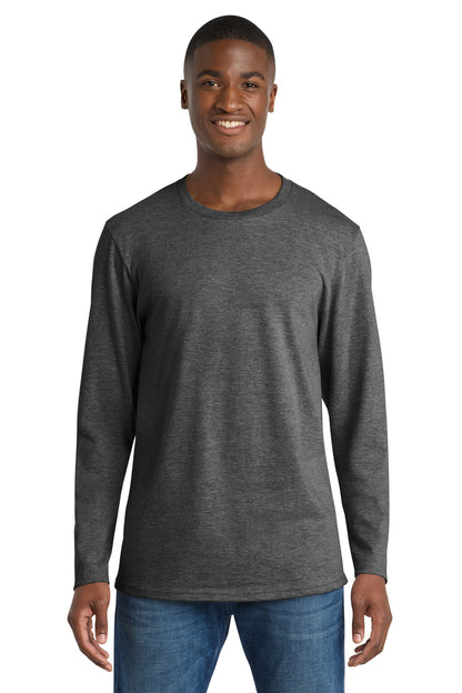 Front View of Dark Hthr Grey Port & Company Long Sleeve Bouncer Tee PC600LS