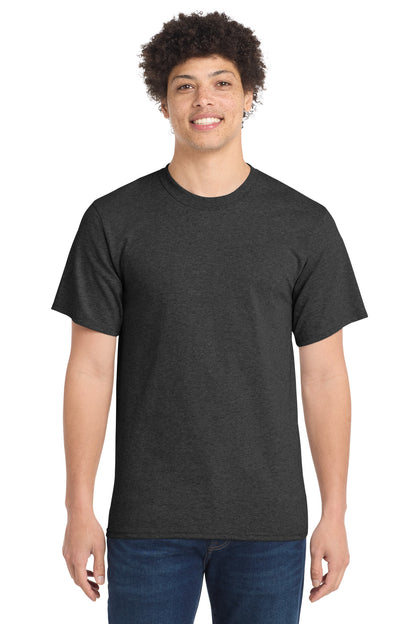 Front View of Dark Hthr Grey Port & Company Tall Essential Tee. PC61T