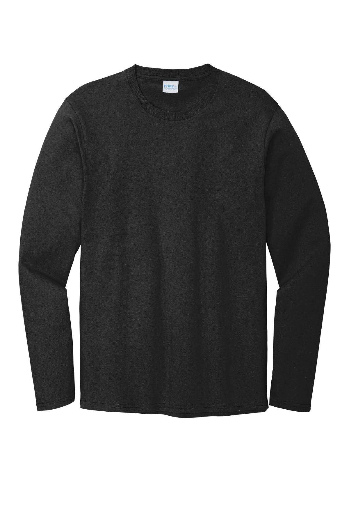 Front View of Deep Black Port & Company Long Sleeve Bouncer Tee PC600LS